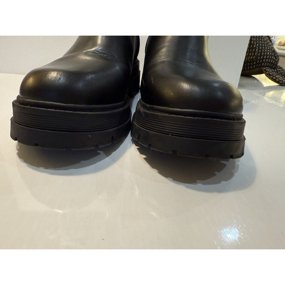 Y2K Nine West Chunky Sole Toe Pull On Chelsea Ankle Boots 8.5 90s Goth Black - Picture 9 of 16